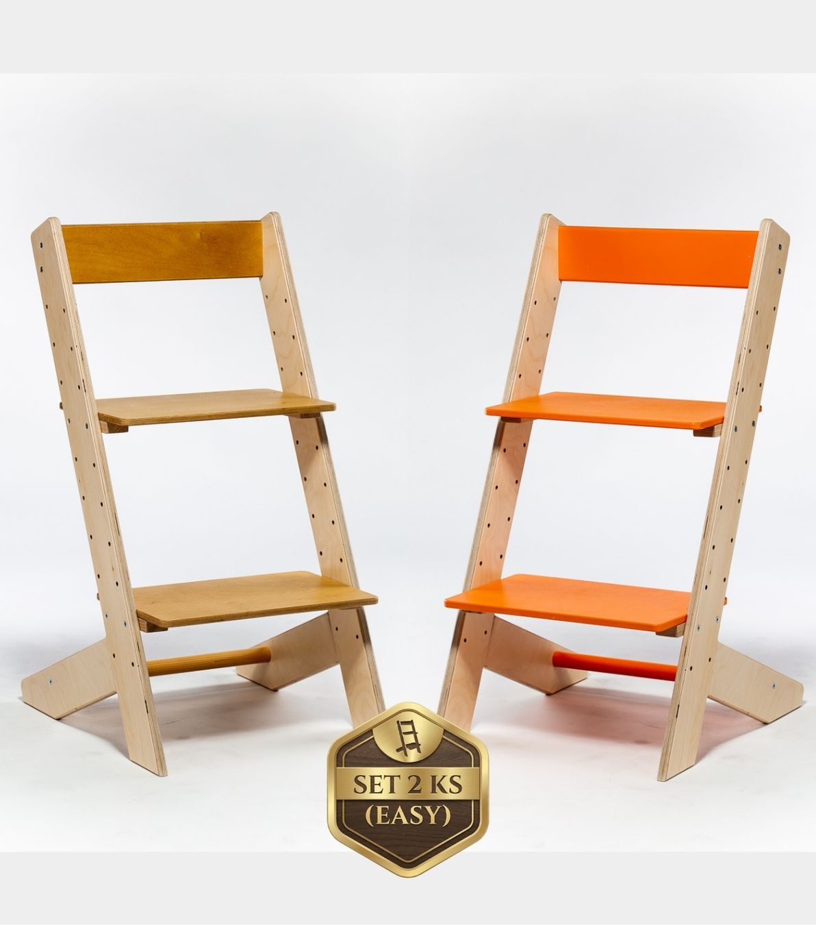 Lucas Wood Style - rostoucí židle EASY LINE zvýhodněný set 2 ks - buk + oranžová