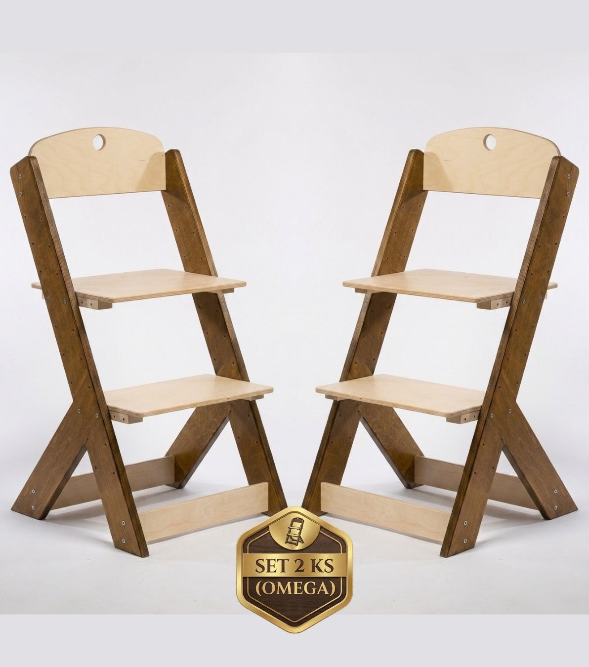 Lucas Wood Style - rostoucí židle OMEGA III zvýhodněný set 2 ks - kaštan + kaštan