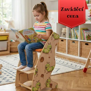 Multifunkční rostoucí židle 6v1 – učící věž, houpačka, stoleček s židličkou - Housenky