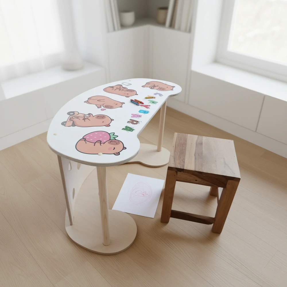 Multifunkční Montessori houpačka a stolek 4v1 - capybary