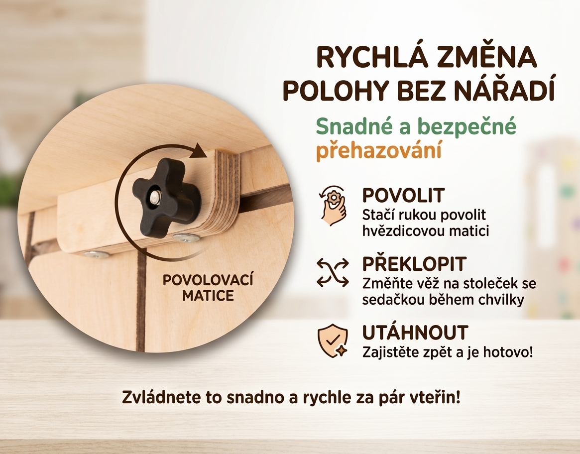 Multifunkční učící věž 3v1 – stupátko, stoleček a židlička - příšerky