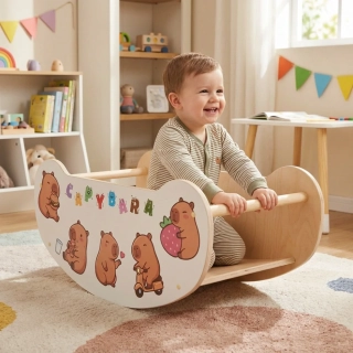 Multifunkční Montessori houpačka a stolek 4v1 - capybary